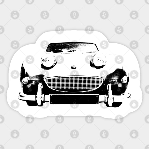 Austin Healey Sprite British 1960s classic car monoblock black and white Sticker by soitwouldseem